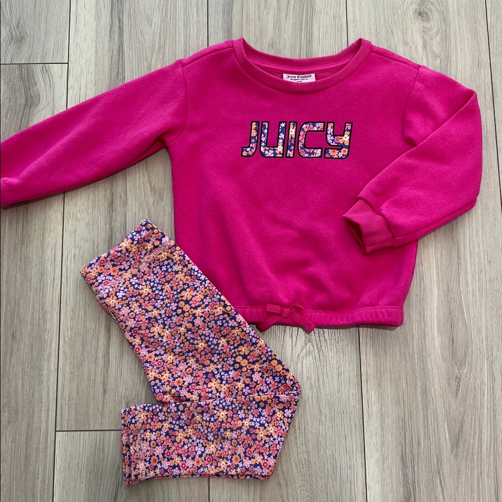 Juicy Couture Fuchsia Logo Sweatshirt and Floral Pants Set